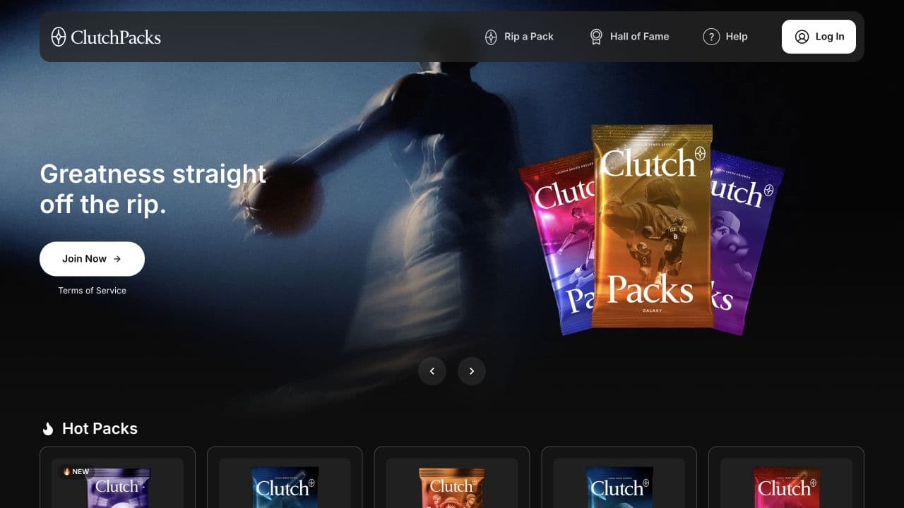 ClutchPacks: public homepage, captured September 14, 2026
