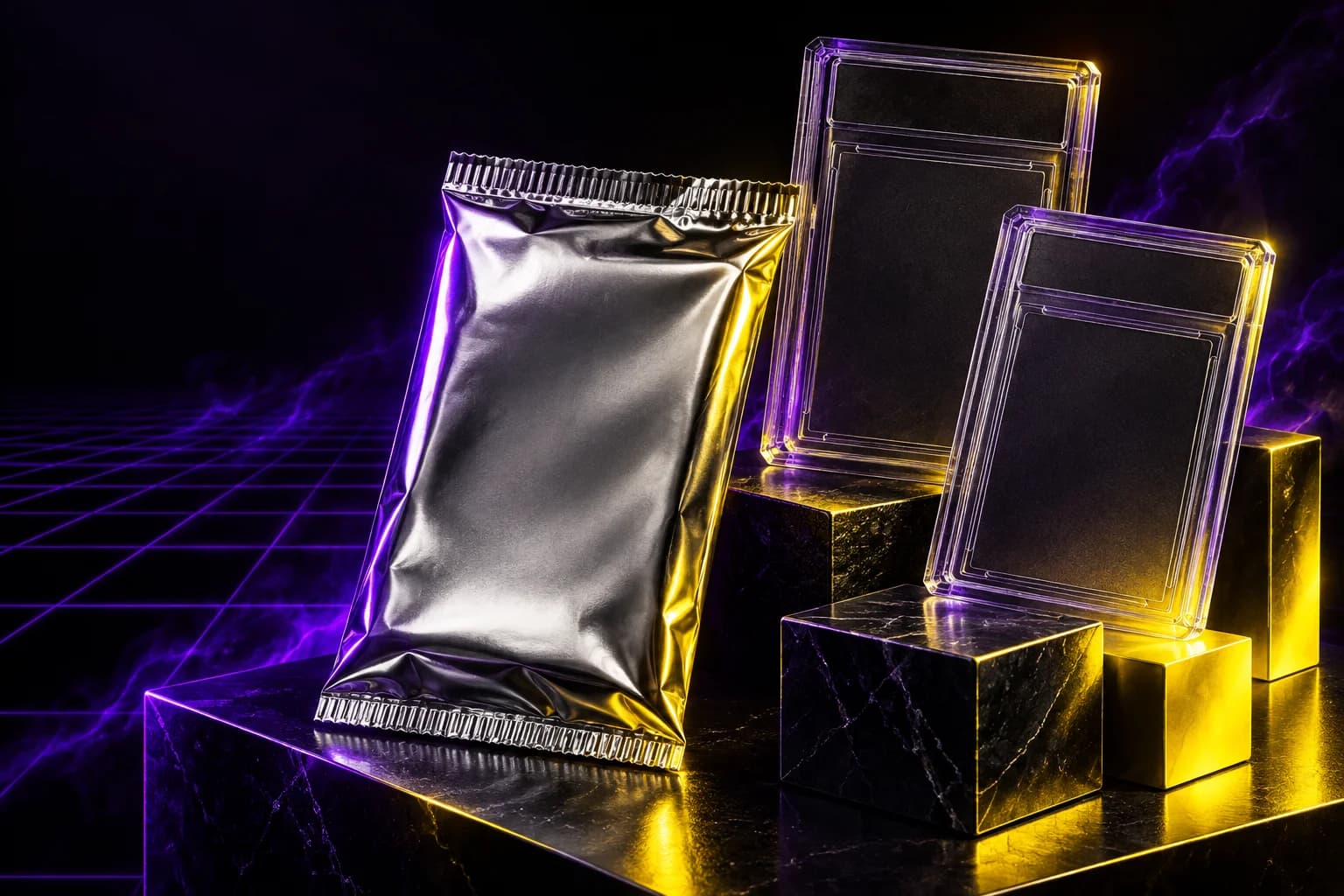 Conceptual editorial illustration for the Pokémon Platinum Pack analysis; generic collecting objects, not actual vendor packaging.