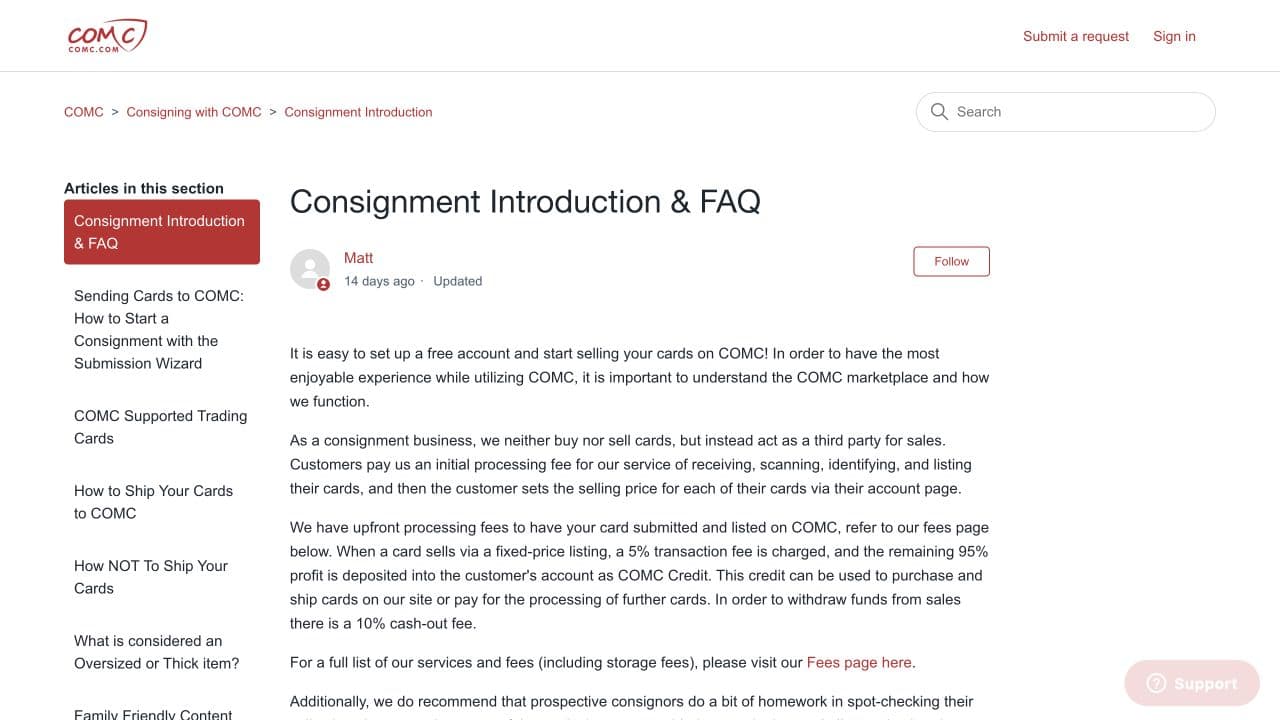 COMC official consignment introduction and storage workflow