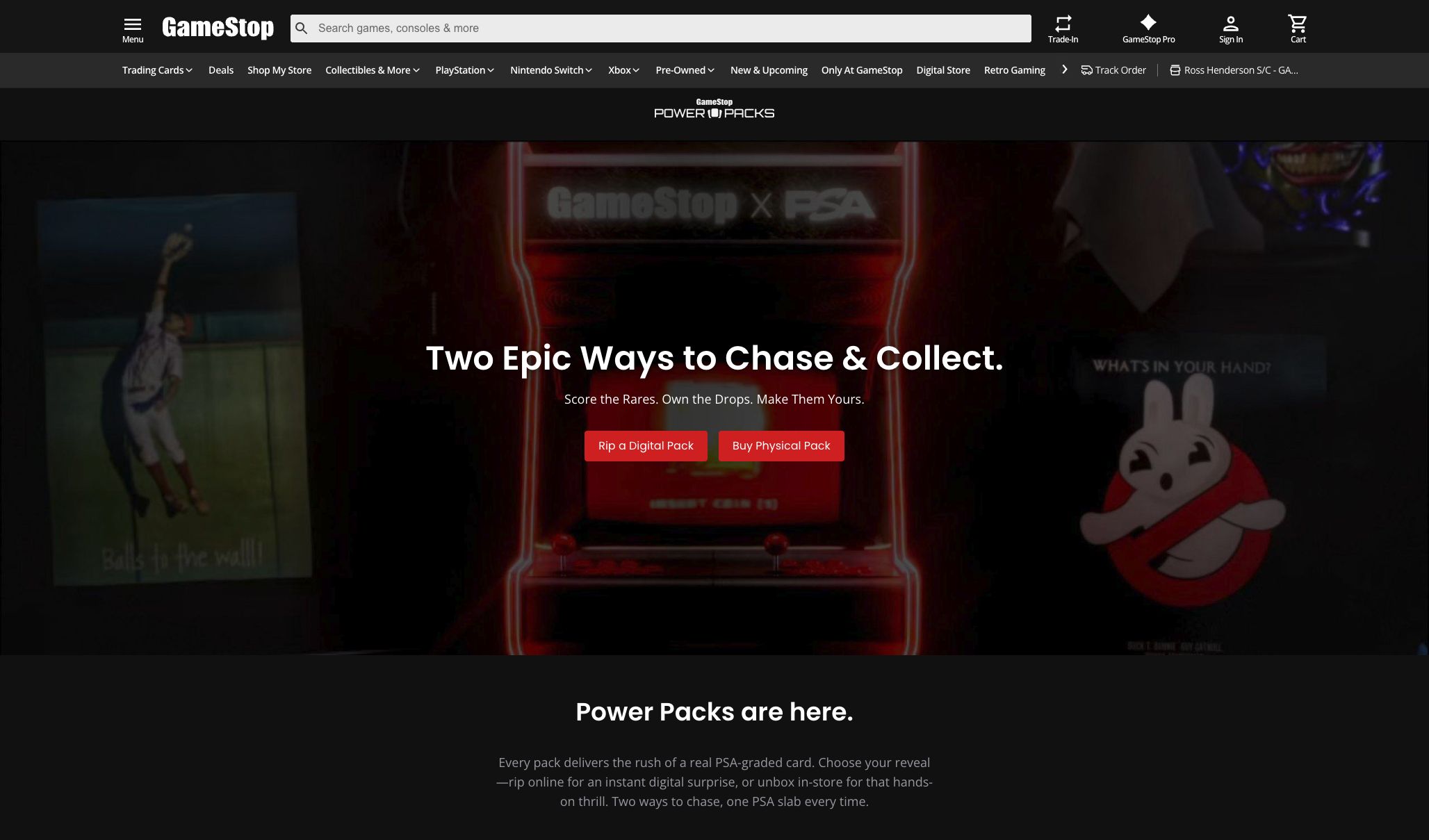 GameStop Power Packs official guide showing digital and physical pack options